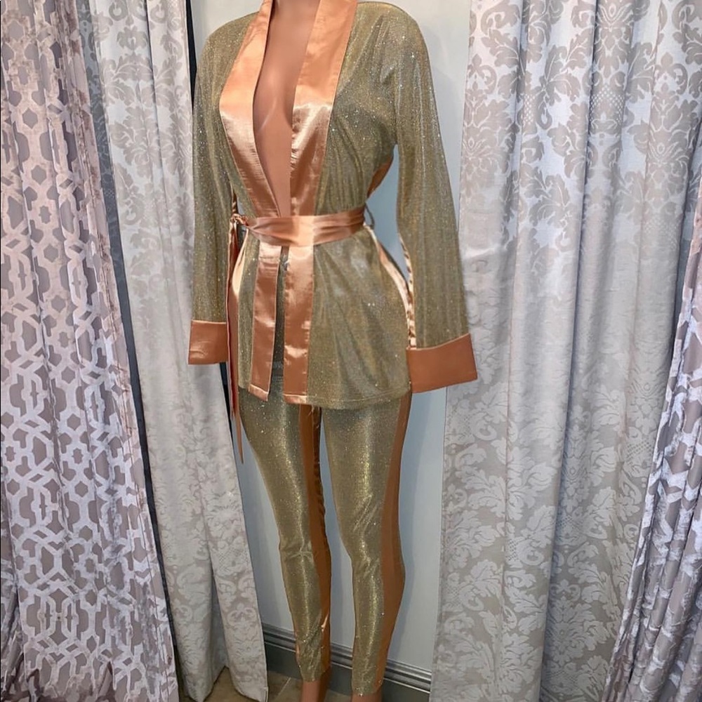 Gold shimmer sparkle suit